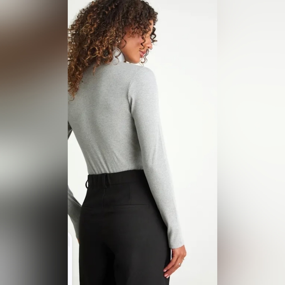 NWT Lulu's Heather Gray Long Sleeve Bodysuit - Picture 3 of 8